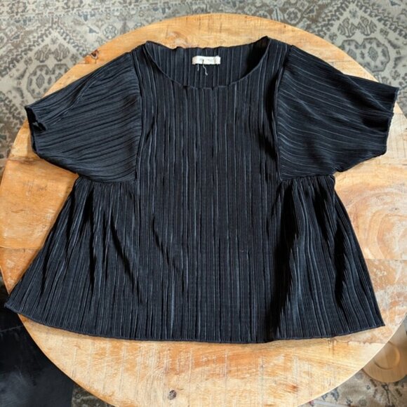 Madewell Black Pleated Blouse - Picture 1 of 6